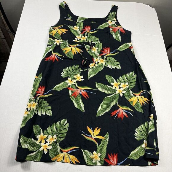 Shannon Marie Vintage 90s Hawaiian Dress Sleeveless Tropical Drawstring 1X USA